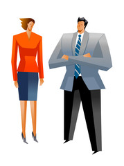 Businessman and Businesswoman standing together