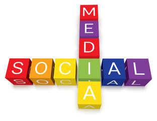 Vector colorful social media crossword puzzle blocks