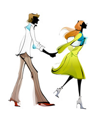 man holding woman hand