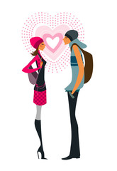 portrait of teenager boy and girl