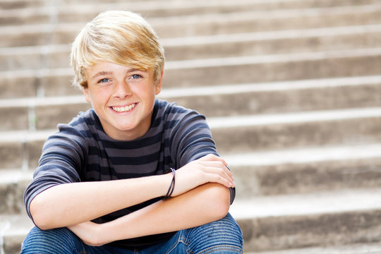 cute teen boy closeup portrait