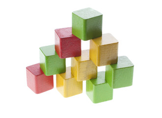 Pyramid with wooden cubes