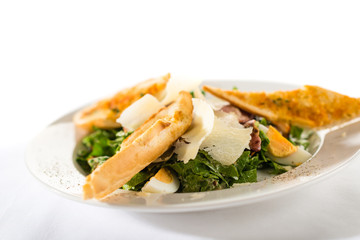 Greek style salad with garlic bread