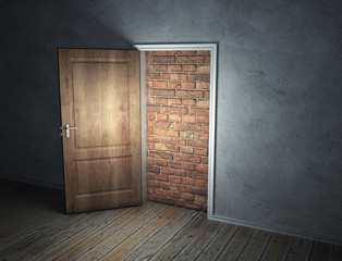 brick wall blocking the doorway