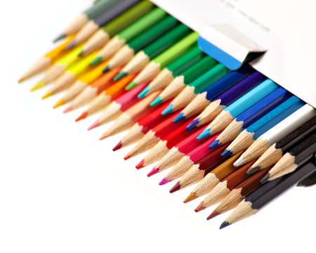 Colored pencils in box