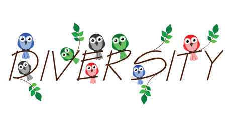 Diversity twig text isolated on white background