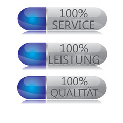 Buttons Kapseln Blau