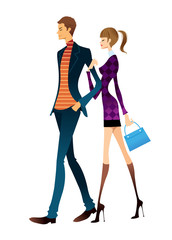 Fototapeta premium Young couple walking