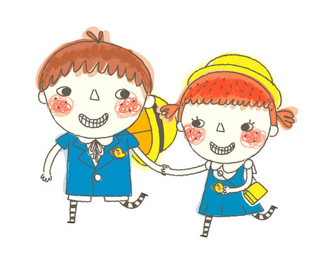 Boy and Girl going to school
