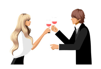 Elegant couple holding wineglass