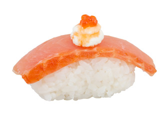 salmon sushi with white background