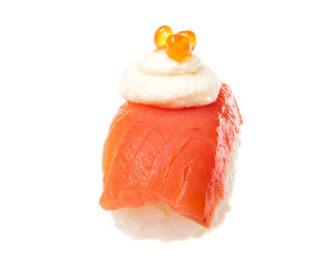 Salmon sushi on a White background