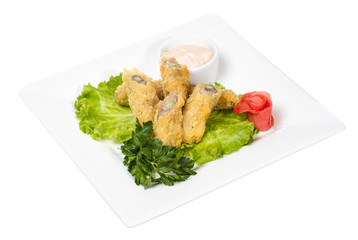 Japanese style pork cutlet with carrot and asparagus
