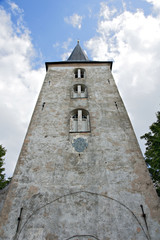 Fototapeta na wymiar View at the medieval church of Jaunpils, Latvia.