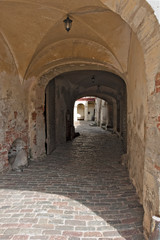 Fototapeta na wymiar Doorway at the medieval castle, Jaunpils, Latvia.
