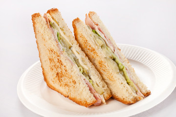 sandwich with ham and vegetables