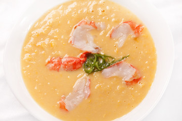 pumpkin soup with shrimps
