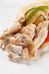 meat with noodles and vegetables