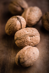 Walnuts on Wooden Background