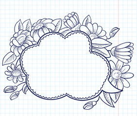 Cute speech bubble frame with camomile