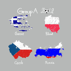 hand drawing participating teams of Group A European football is