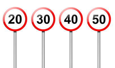 Speed limit signs. - obrazy, fototapety, plakaty