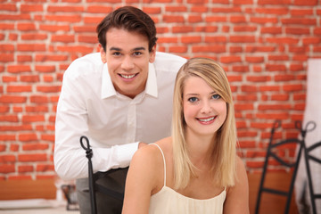 Young couple in restaurant