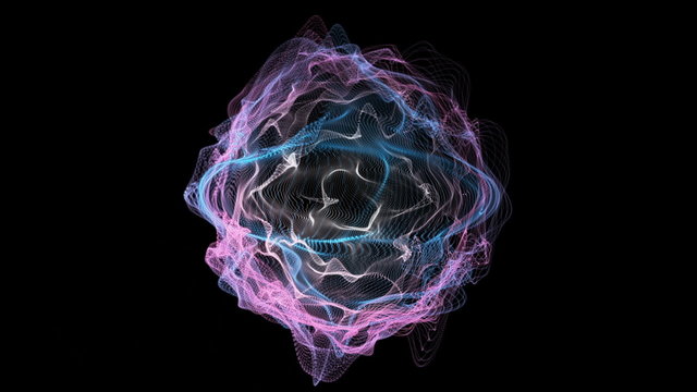 Futuristic video animation with moving particle object - loop HD 1080p