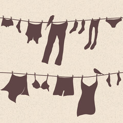 Vector illustration of clothes hanging out to dry