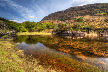 Fototapeta na wymiar Killarney scenery with mountains reflected in lake, Ireland