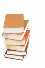 A stack of books on a white background.