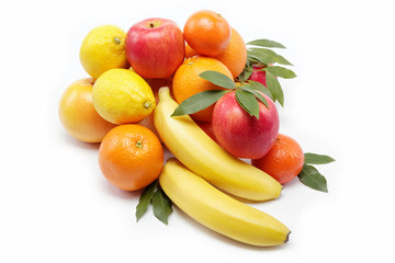 Fresh citrus fruits isolated on a white background.