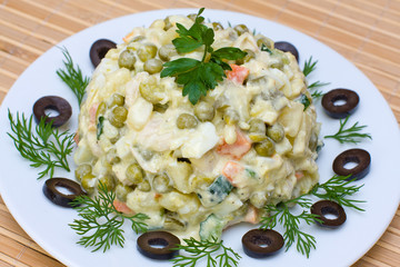 Russian traditional salad olivier