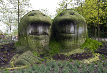 VENLO,HOLLAND - MAY 08:Big concrete head in the garden on the Fl