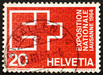 Postage stamp Switzerland 1963 EXPO Emblem, Lausanne, 1964
