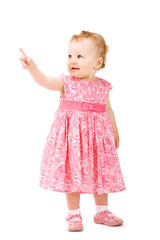 Baby girl pointing on something