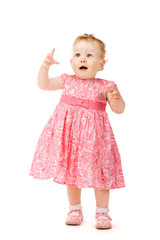 Baby girl looking up