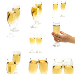 champagne glasses on a white background