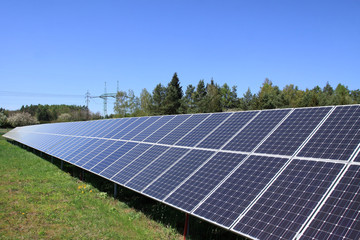 Detail of the Solar Power Station in the green spring Nature