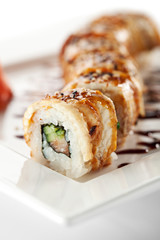 Salmon and Smoked Eel Maki Sushi