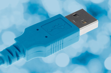 Fototapeta premium Blue Computer USB cable