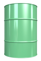 Oil Drum. Classic Oil Drum. Green, isolated on white.