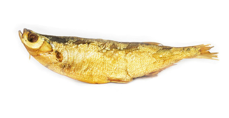 smoked fish isolated on white