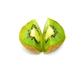 Fresh pieces kiwi fruit isolated on white background