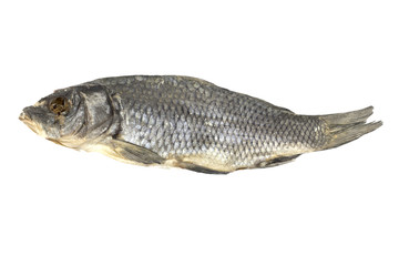 Dried fish allocated on a white background