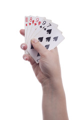 Woman holding playing cards