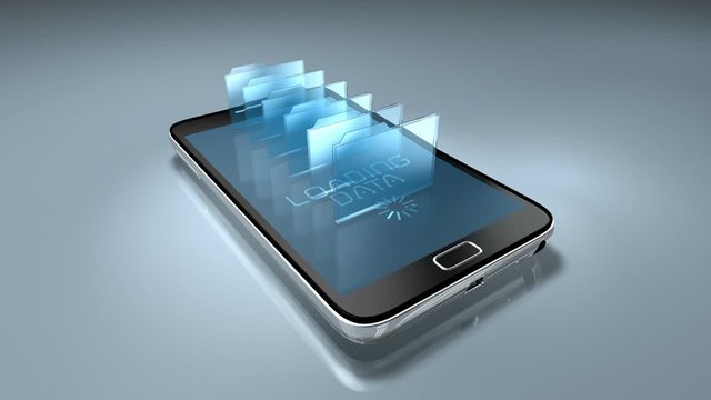 mobile phone and data folder