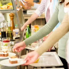 Foto op Plexiglas Dessert at cafeteria self-service canteen © CandyBox Images