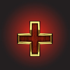 Obraz premium Vector golden figure with red wood