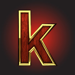 Vector golden figure with red wood